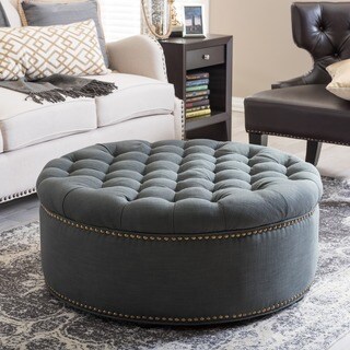 For sale Baxton Studio Iglehart Gray Linen Modern Tufted Ottoman