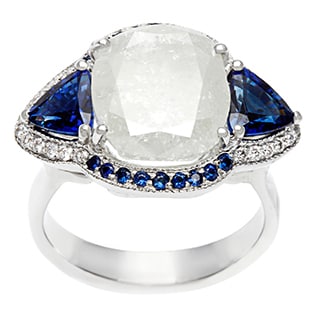 Pre-owned 18k White Gold Sapphire and 6 1/2ct TDW Diamond Estate Ring (I-J, I3)