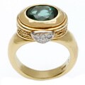 Pre-owned 18k Yellow Gold Green Tourmaline and 1/7ct TDW Diamond Freeform Ring (H-I, SI1-SI2)