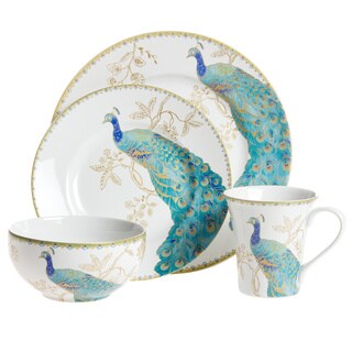 Buy Online 222 Fifth Peacock Garden 16-piece Dinnerware Set