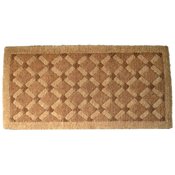 Handmade Outdoor Coconut Fiber Cross Board Door Mat (3'11 x 1'6