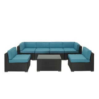 For sale Outdoor Patio 7-piece Espresso/ Turquoise Sectional Set