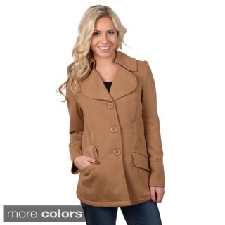 Journee Collection Juniors' Single Breasted Fleece Lined Coat