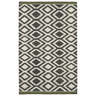 Flatweave TriBeCa Grey Geo Wool Rug (9' x 12')
