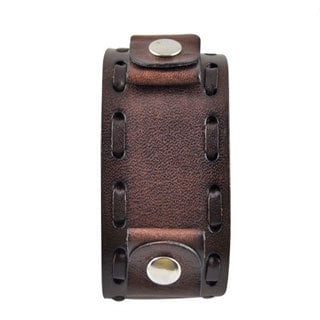 Nemesis Wide Weaving Brown Leather Band