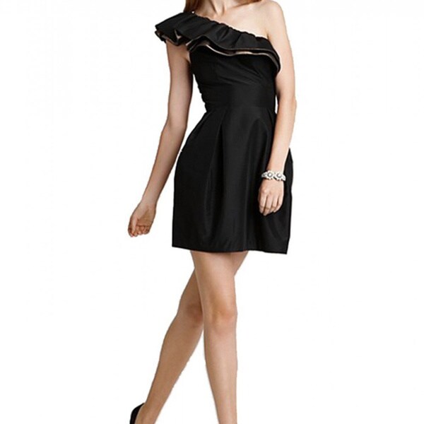 Jill Stuart Statement Making Black Ruffle One Shoulder Evening Party Dress