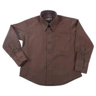 Ferrecci Boys Slim Fit Brown Collared Formal Shirt-Image