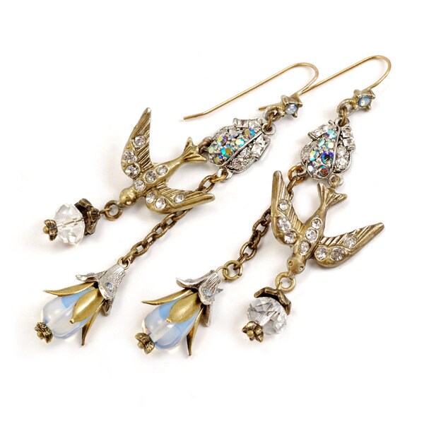Sweet Romance Twotone White Crystal Spirit Earrings Overstock