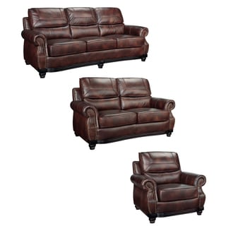 Best Shopping Maverick Cocoa Brown Italian Leather Sofa, Loveseat and Chair