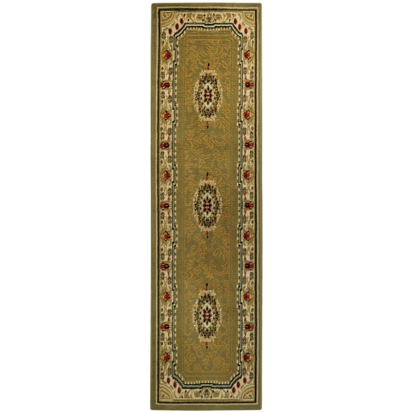 Medallion Traditional Sage Green 1'10" x 6'10" Runner Rug Ephesus