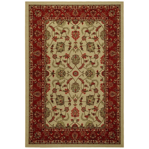 Rubber Back Ivory Traditional Floral NonSkid Area Rug (3'3 x 5