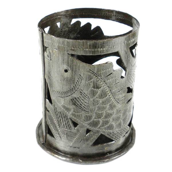 Handmade Metal Art Fish Design Candle Holder (Haiti) 15773178