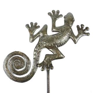 Handmade 25 inch Metal Garden Stake with Gecko (Haiti)