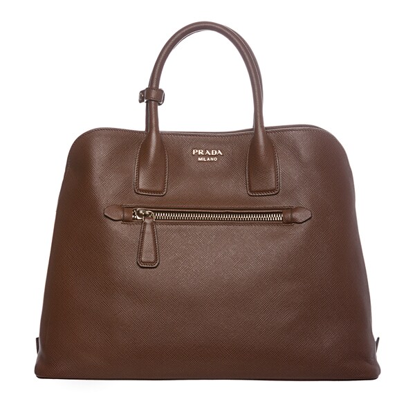 Prada Brown Saffiano Leather Tote Purse - Overstock Shopping - Big Discounts on Prada Designer ...