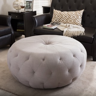 Buy Online Baxton Studio Glazebrook Linen Modern Tufted Ottoman