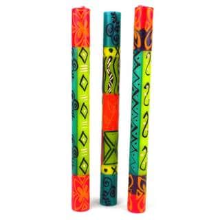 Set of Three Boxed Hand-painted Taper Candles with Matuko Design Set of 3 , Handmade in South Africa