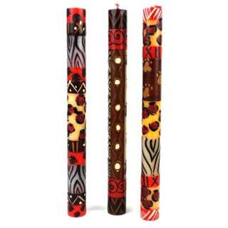 Set of Three Boxed Hand-painted Taper Candles with Uzimai Design Set of 3 , Handmade in South Africa
