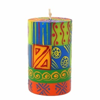 Single Boxed Hand-painted Pillar Candle with Shahida Design (South Africa)