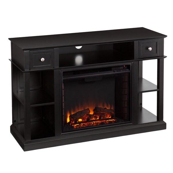 Upton Home Nixon Black Media Console/ Stand Electric Fireplace