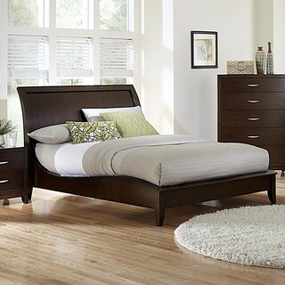 @@@ >  TRIBECCA HOME Lancashire Cherry Finish Curved Sleigh Bed