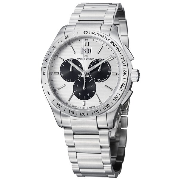 Maurice Lacroix Men's MI1028-SS002-130 'Miros' Silver Dial Stainless Steel Chrono Watch