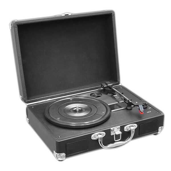 Pyle PVTT2UBK Retro Belt-Drive Turntable with USB-to-PC Connection & Rechargeable Battery 
