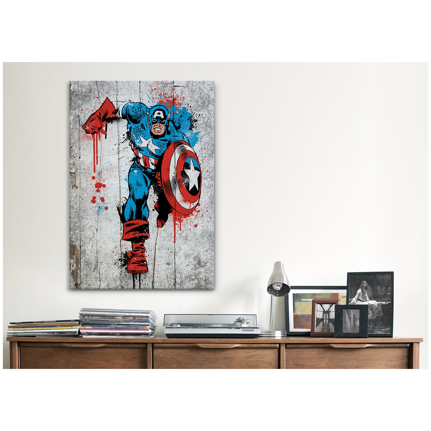iCanvas Marvel Comic Book Captain America Spray Paint Canvas Print