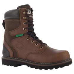(>_<)  Men's Georgia Boot G9134 8in Brookville WP Work Boot Dark Brown Leather