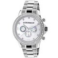 Luxurman Men's Limited Edition Stainless Steel Diamond Accent Quartz Watch Metal Band plus Extra Leather Straps