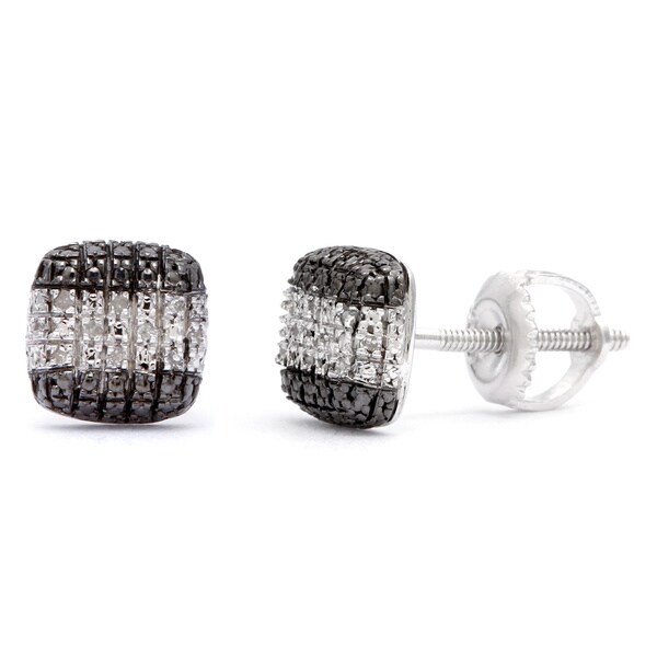 Sterling Silver Black and White Diamond Accent Stud Earrings Overstock™ Shopping Top Rated