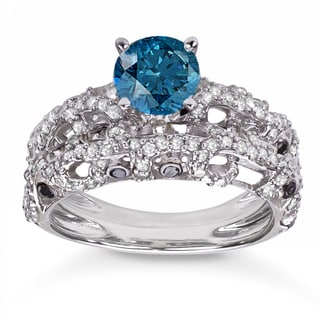 Blue diamond wedding rings sets
