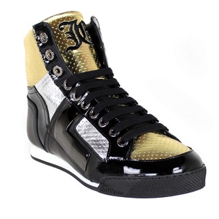 Low Price John Galliano Men's Black/ Gold Leather High-top Sneakers
