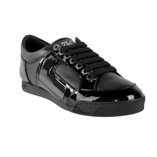 Best Shopping John Galliano Men's Black Leather Lace-up Sneakers