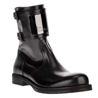 Big Save John Galliano Men's Black Leather Buckled Ankle Boots