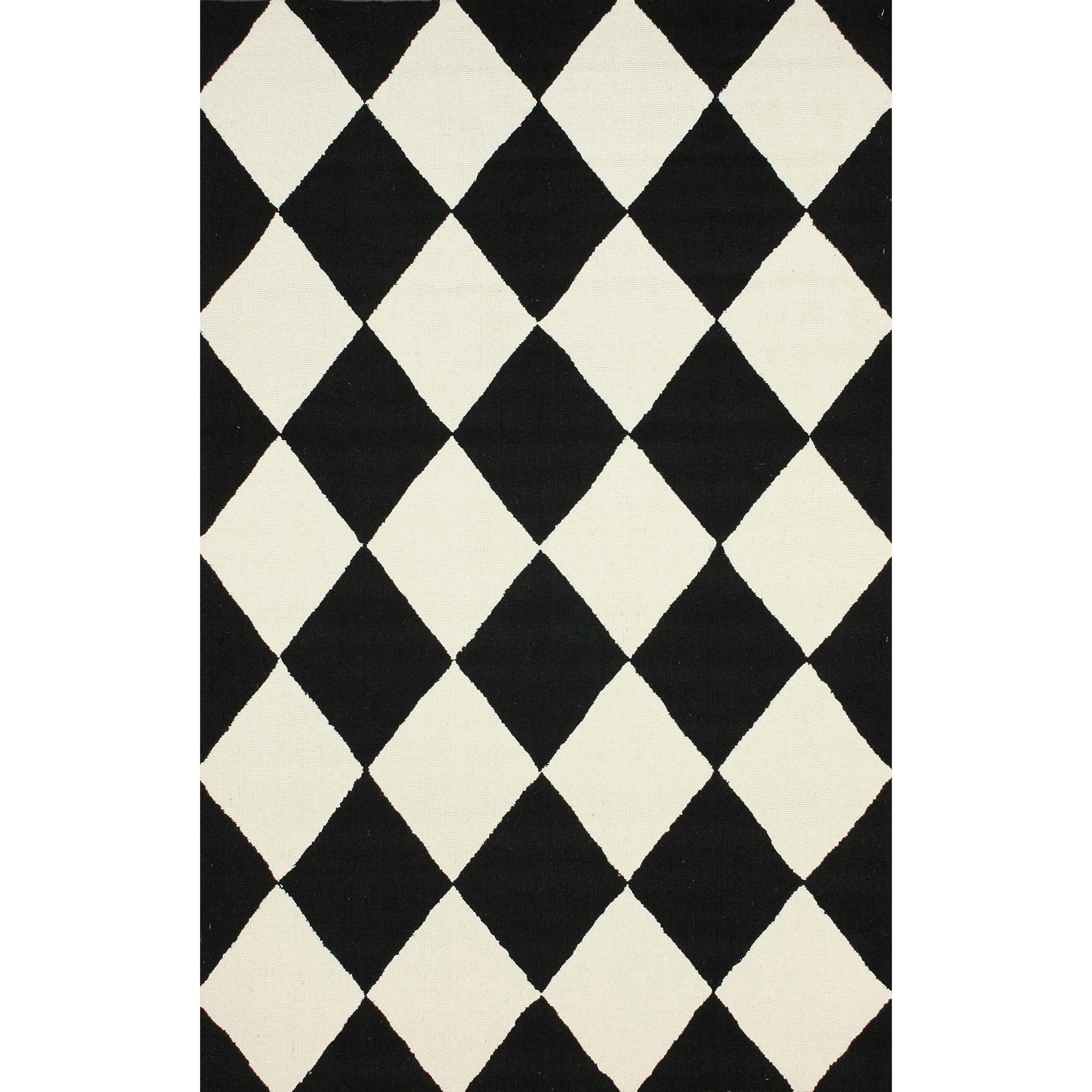 checkered area rug black and white