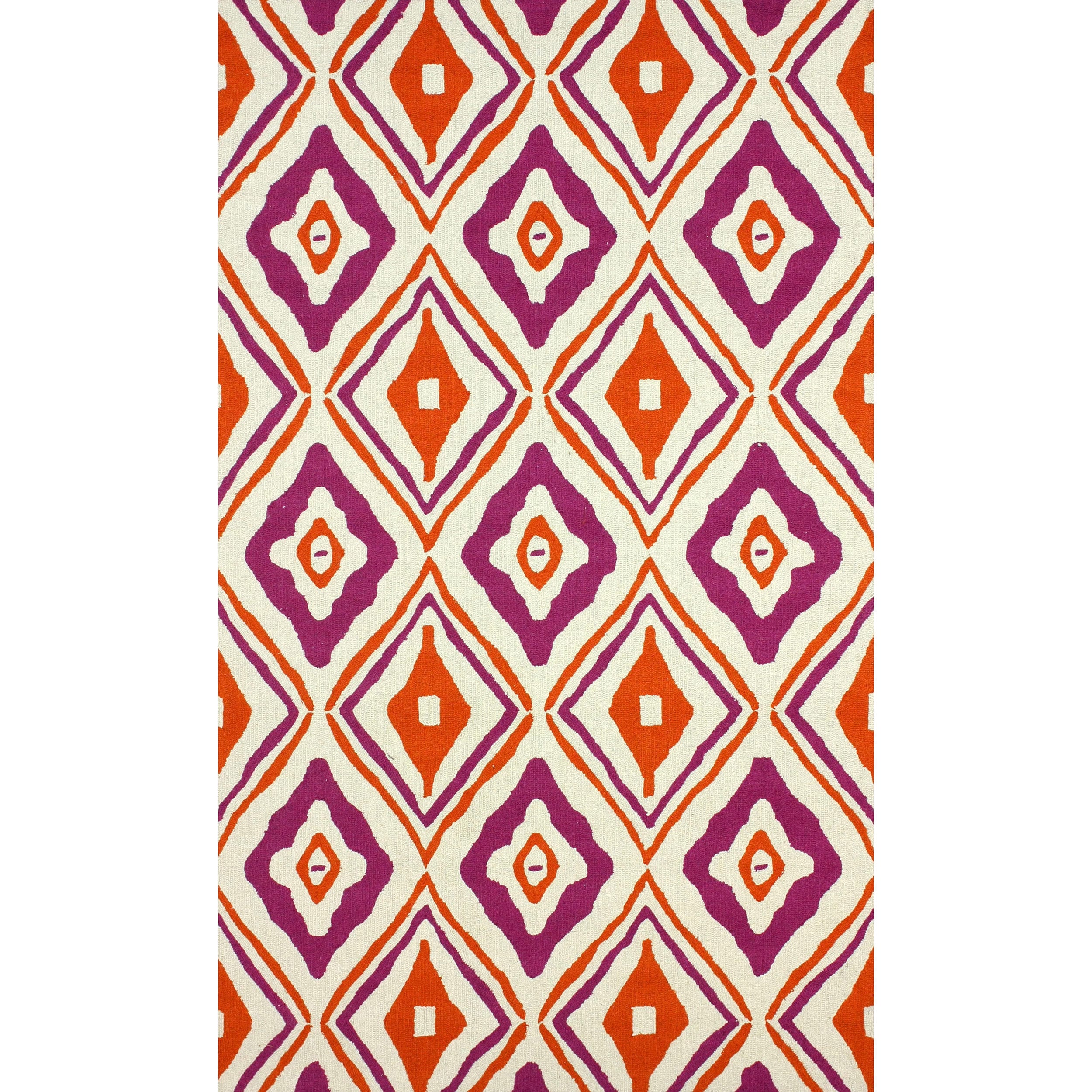 Nuloom Hand hooked Modern Diamond Trellis Orange Rug (76 X 96)