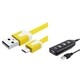 Insten 3-foot Yellow Charging Data Transfer Micro USB M/ M Noodle Cable Cord with 4-port Black USB Hub Extension