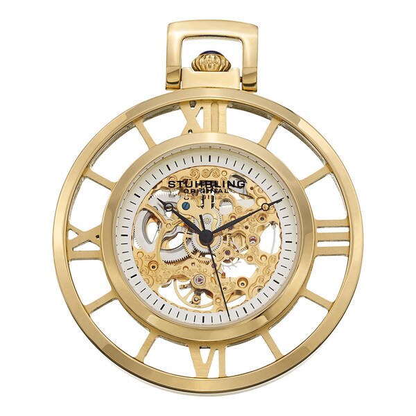 Stuhrling Original Men's Ancestor Gold Mechanical Pocket Watch