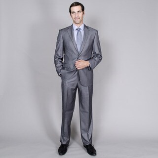 Men's Charcoal Stripe Two-Button Suit-Image