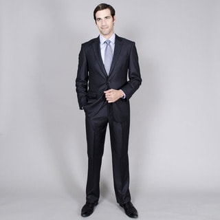 Men's Black Stripe Two-Button Double-Vented Suit-Image