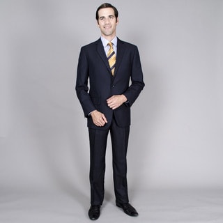 Men's Navy Stripe Notched Lapel 2-button Suit-Image