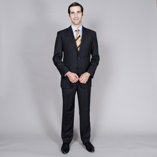 Men's Black Stripe Double Vent 2-button Suit-Image