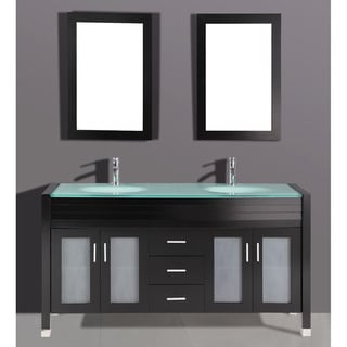  and Bathroom Vanity with Dual Matching Wall Mirrors in Espresso Finish