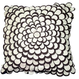 Brown and Linen Felt Petals Toss Throw Pillow (India)