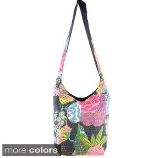Handmade Bucket Kantha Stitched Cross-body Bag (India)