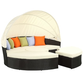 Buy Cheap Quest Espresso/ White Canopy Daybed Outdoor Patio Set