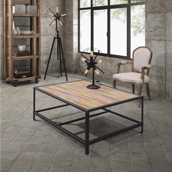 Multicolor Distressed Natural Coffee Table