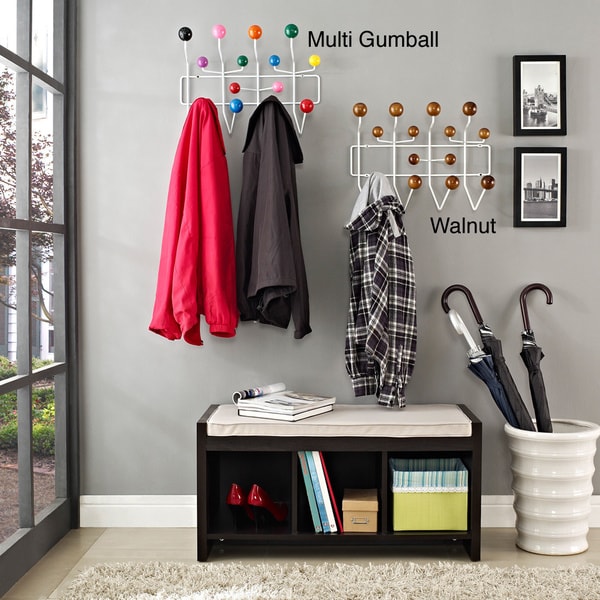 Walnut or Multi Gumball Coat Rack