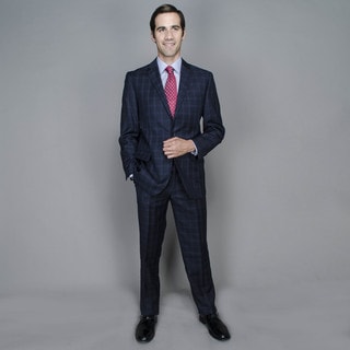 Navy Windowpane 2-button Suit-Image