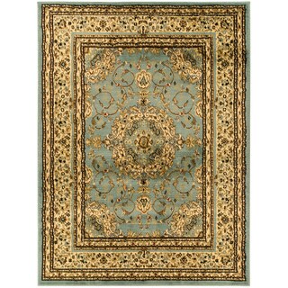 [1] Oriental Medallion Sage Blue Area Rug (5'3 x 7')